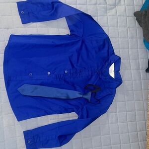 H&M royal blue button down with matching tie